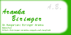 aranka biringer business card